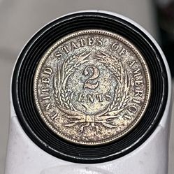 Error Close To Uncirculated Off Weight Plus 180% Rotations Error 1864 Civil War Authentic Two 2-Cent Piece US Minted Coin