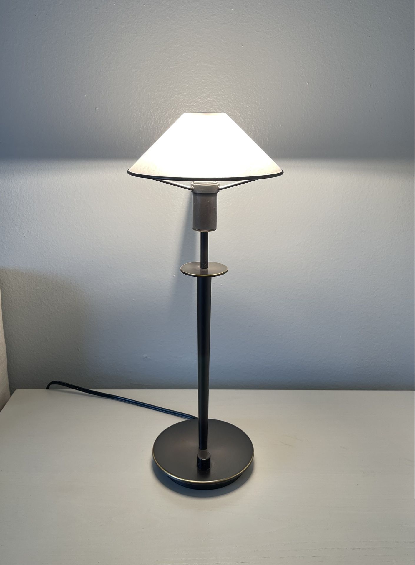 Holtkoetter White Glass Shade Olde Bronze Halogen Desk Lamp 