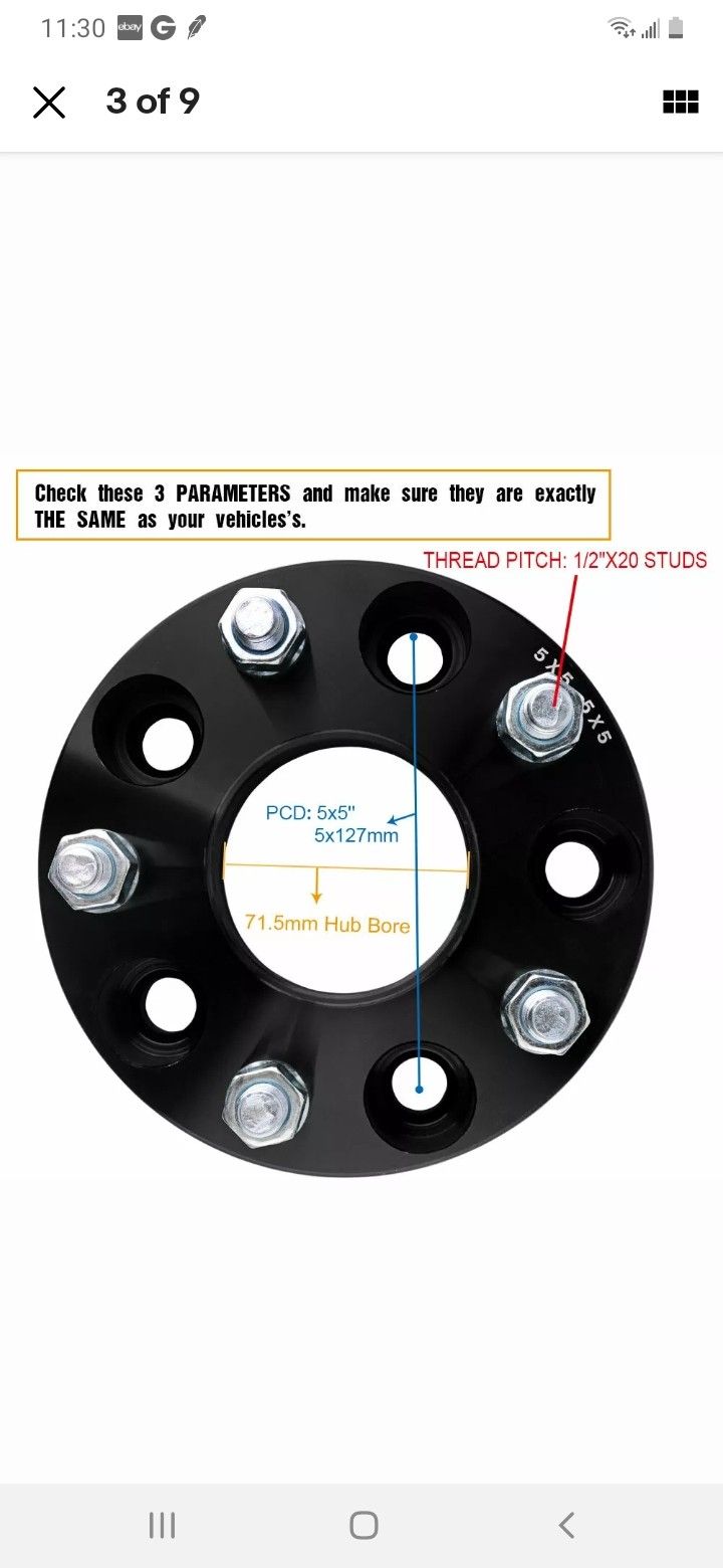 1.5" 5X5 center 71.5mm wheel spacer jeep ford