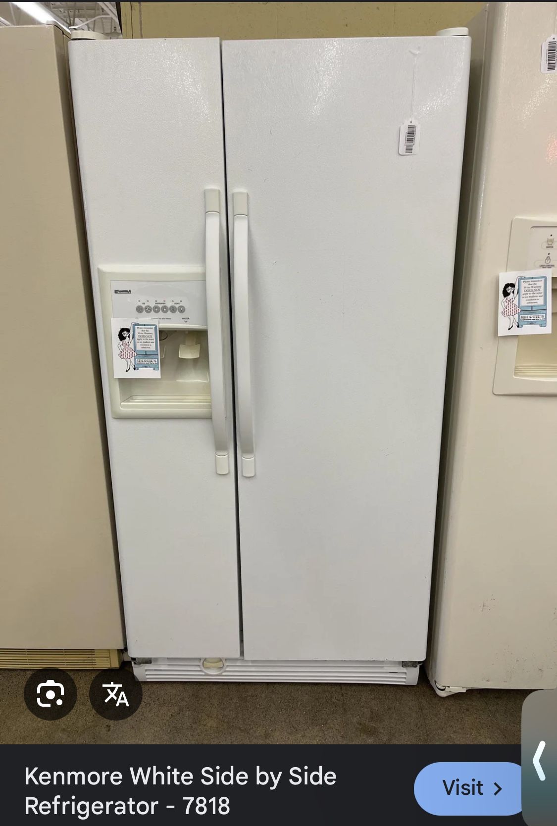 Kenmore White Side by Side Refrigerator
