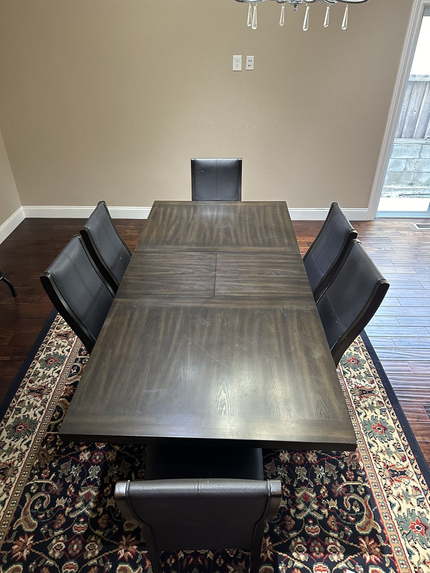 7 Piece Heavy wood Expandable Dining Table