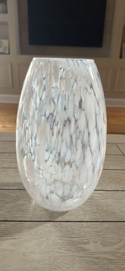 Glass vase with white accents