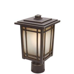 Port Oxford 1-Light Oil-Rubbed Chestnut Outdoor Post Mount Lantern by Home Decorators Collection