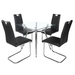 New Black Dining Table Set 5 Pcs 