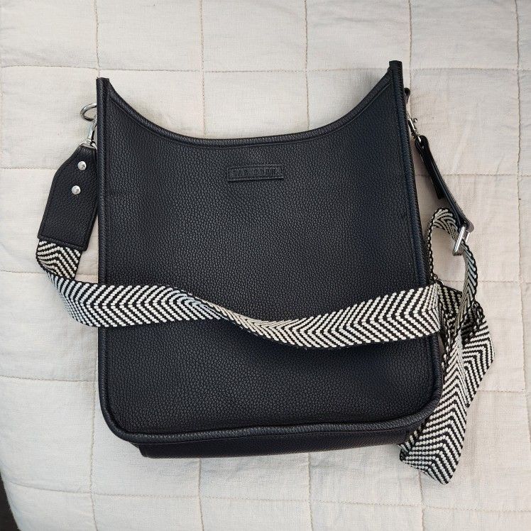 Black Bag with Patterned Strap