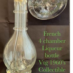 4 Chamber Liqueur Decanter, France Rare Vtg 1960’s