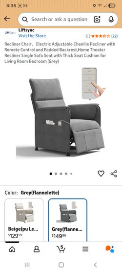 Electric Adjustable Recliner Chair grey