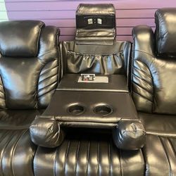 REAL GENUINE LEATHER HIGHTECH AUTOMATIC RECLINING SOFA