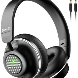 Active Noise Cancelling Headphones-SuperEQ S2 Bluetooth On Ear Headphones with CVC 8.0 Mic, Deep Bass, 25H Playtime, 40mm Drivers, Memory Foam Ear Cup
