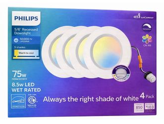 Philips 5/6” LED Recessed Downlight 4-Pack 75W Equivalent Dimmable Soft White