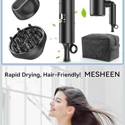 🔥Brand new🔥 Hair Dryer, 150000RPM Ionic Blow Dryer - Fast Drying, Low Noise, Foldable Portable with Diffuser and Nozzle, Compact Mini for Women and 