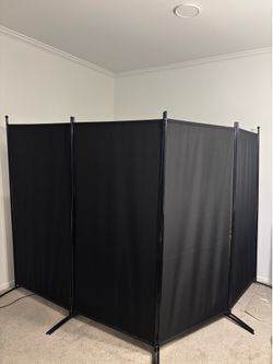 Black 4-Panel Room Divider / Privacy Screen