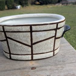 Baum Bros Formalities Geometric Crackle Collection Ceramic Planter - 14.5" Long Vintage Decor

