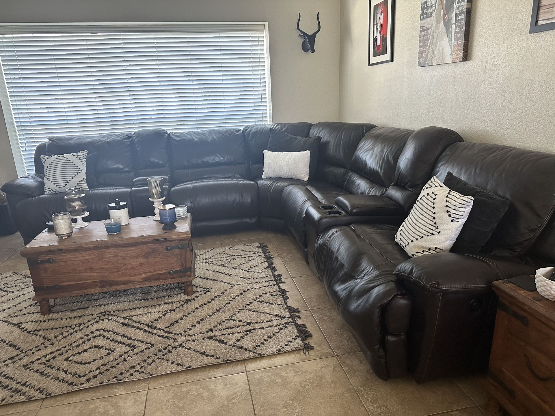 High-Quality Brown Leather Full Sofa