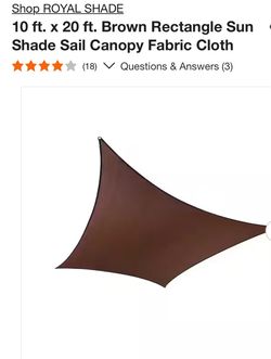 Royal Shade 10x20 ft Brown Sun Shade Sail