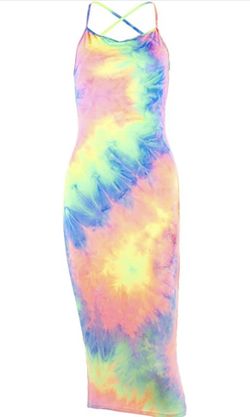 Tie Dye Rainbow Midi Dress