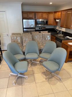 Set of 5 Light Blue Swivel Executive Office Chairs with Casters🌷 $40 Each