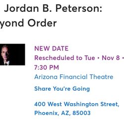 Jordan Peterson Tonight.  Section 7 Row 24