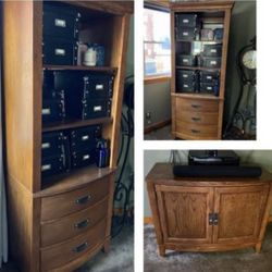 Vintage 3 Piece Entertainment Center / Storage Unit / Dining Room Cabinets 