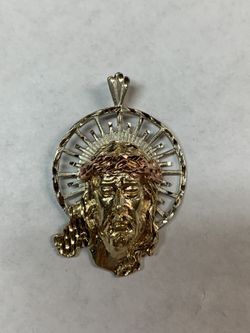 14K Tri-Color Gold Jesus Pendant - 17.3 Grams 