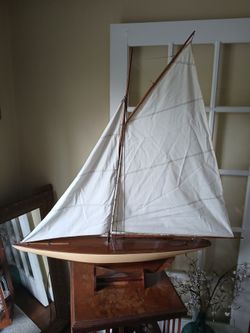 Large Wooden Pond Yacht Sailboat Model 1mx1m