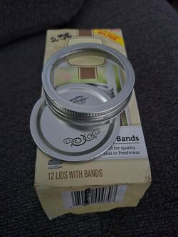 12 regular mouth lids  with Bans ,12 count