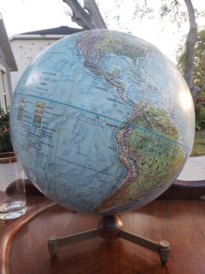 Photo Beautiful replogle land and sea globe. Mid-century modern. $42. Can be seen at Chic N Tique in Seminole in the Lost & Found booth.