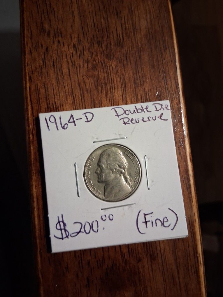 1964-d DOUBLE DIE REVERSE ERROR NICKLE FIRM $200