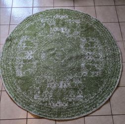 Unique Loom Round Green White Area Rug Non Slip Bexley Collection 5 FT USA