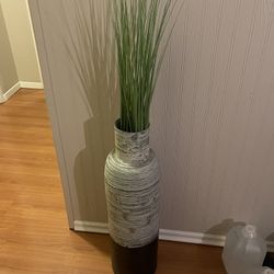 Tall Vase With Fake Plant 