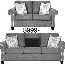 🇺🇸HUGE Ashley Furniture Sale🇺🇸 Brand New Nailhead Sofa Loveseat Living room Set! $50 Down Takes It Home Today!