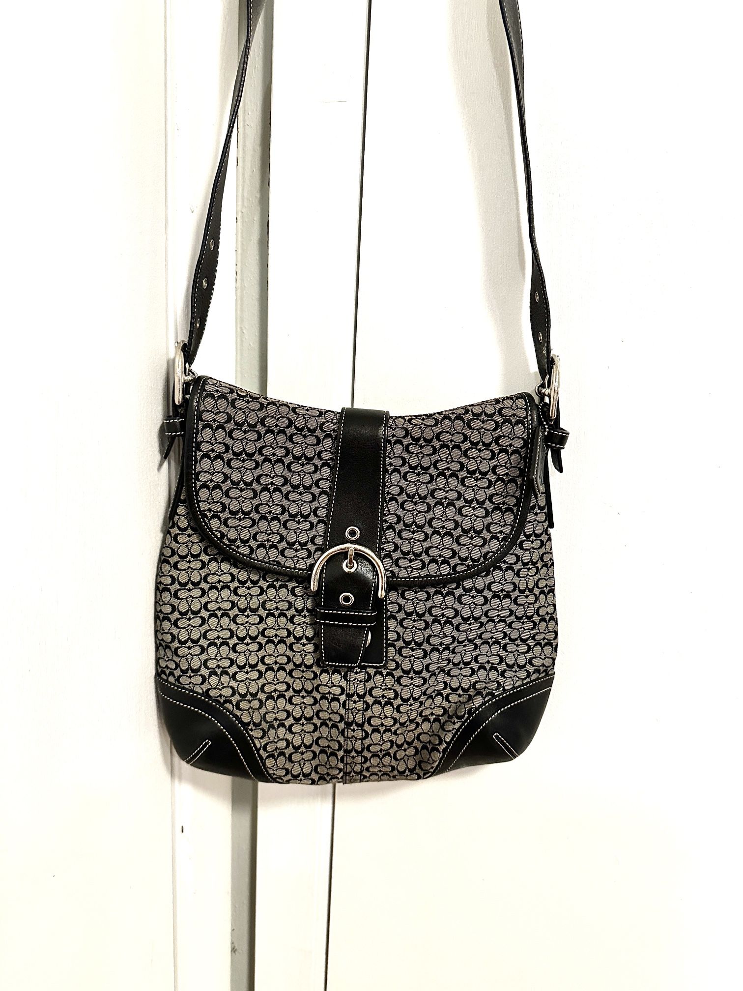 Authentic Coach Black SoHo Signature Jacquard Crossbody Bag