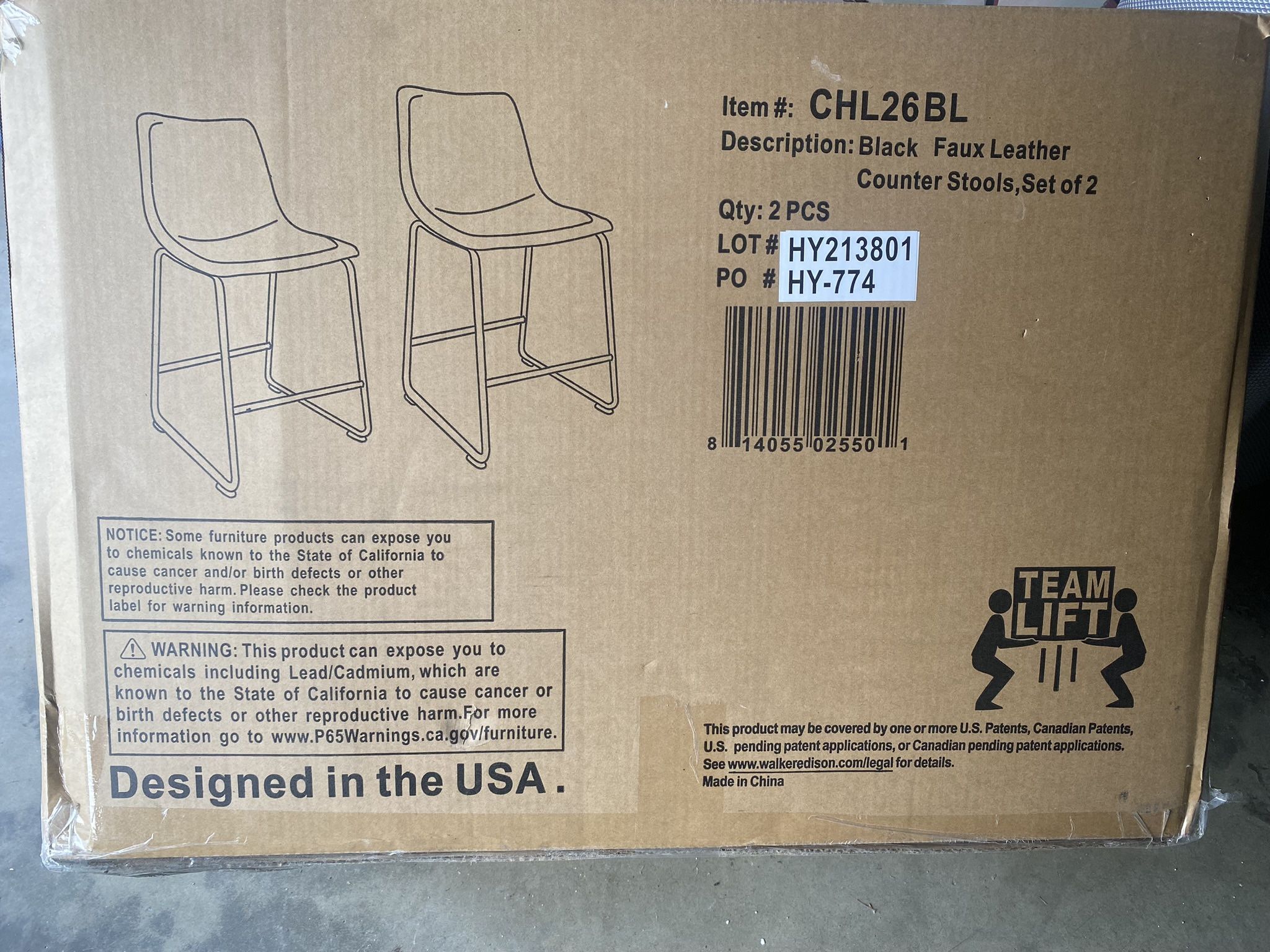 Black Faux Leather Counter Stools