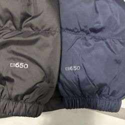 Eddie Bauer XL Puff Jackets Pair EB 650 Black and Navy