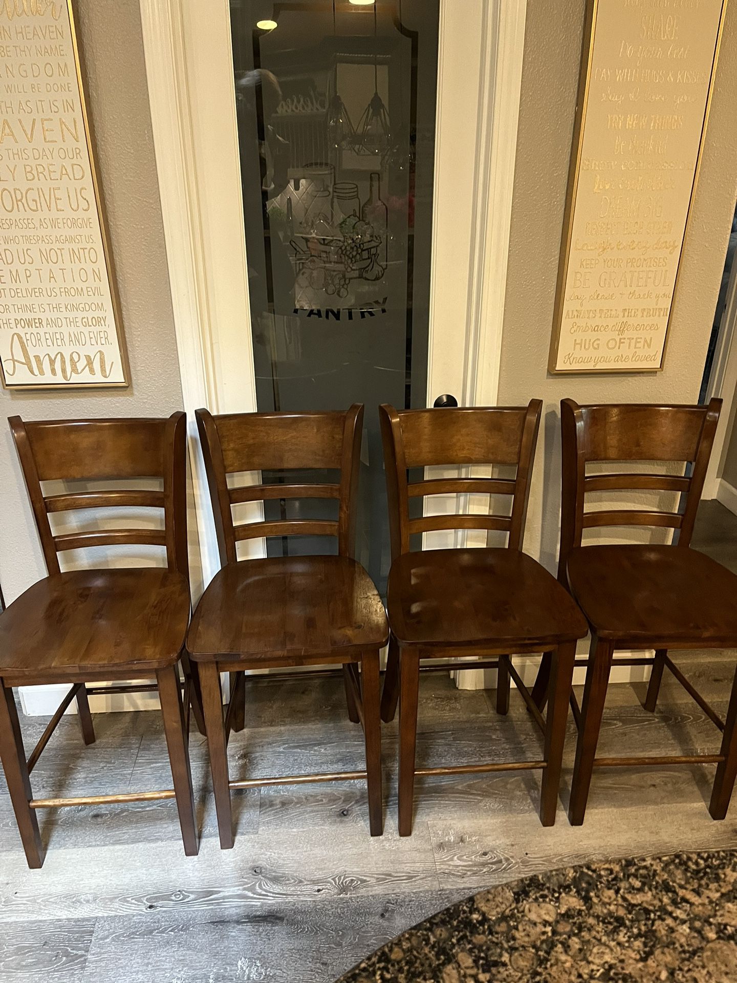 Solid Wood, set of four Counter Stools  24”H