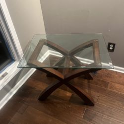 Glass And Wood Side Table