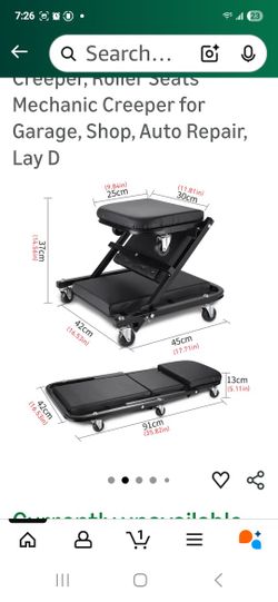 2-in-1 folding Z-shaped mechanic's creeper and rolling seat.