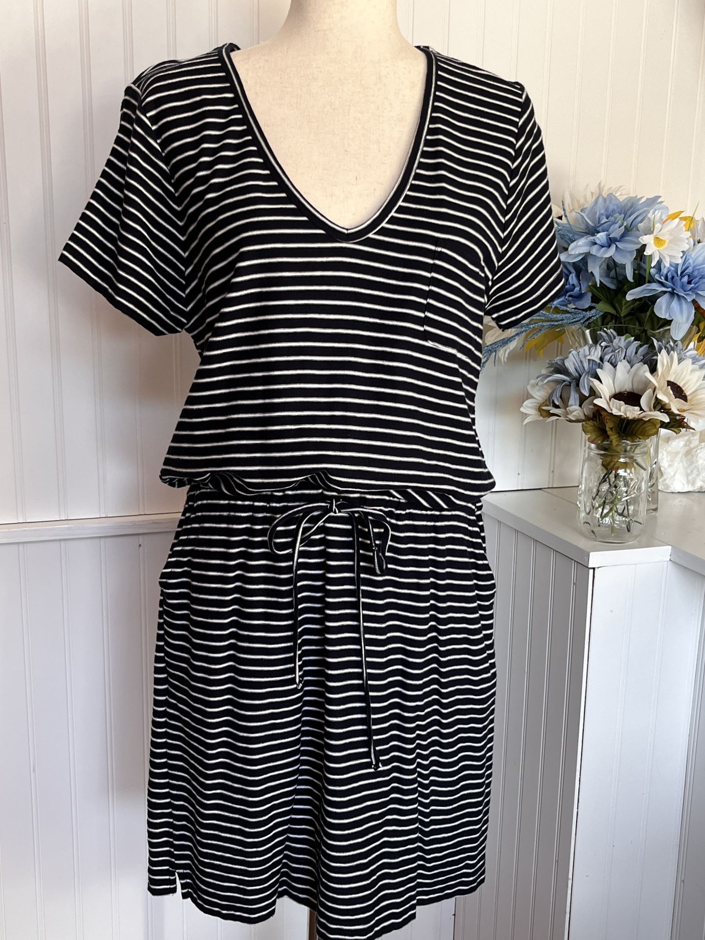 Blue & White Striped Dress