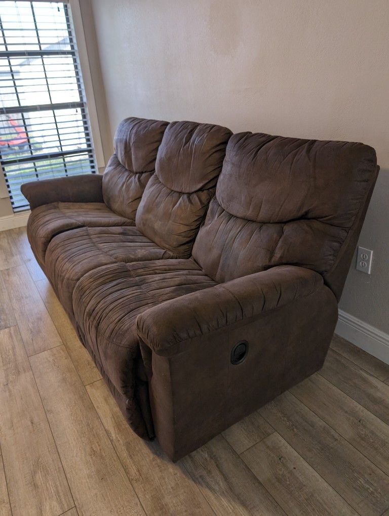 Suede Leather Lazyboy Couch