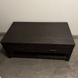 Solid wood heavy table with 2 drawers