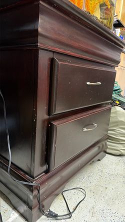 Simple Two-Drawer Nightstand Stained Wood