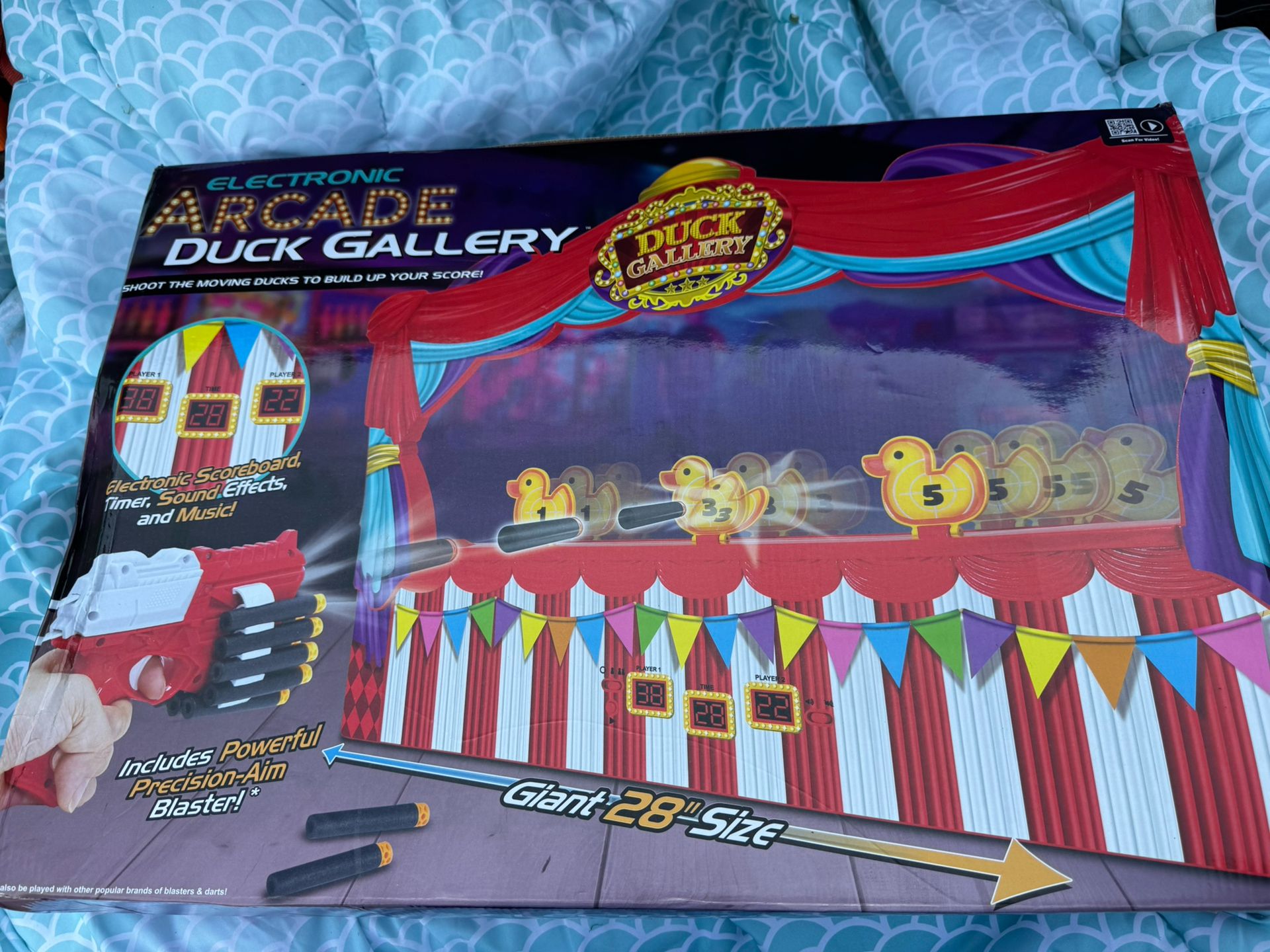 Electronic Arcade Duck Shooting Gallery Carnival Circus Game Foam Darts Giant 28