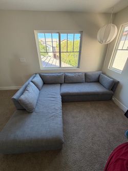 Grey west elm sectional couch