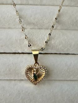 Gold Plated San Judas Heart Pendant Necklace