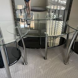 Glass & Chrome Table Set – Modern Coffee Table + 2 End Tables 