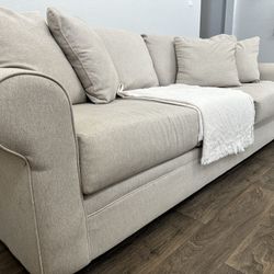 Sand Color Plush 100” Couch For Sale