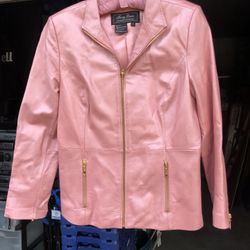  Terry Lewis pink leather jacket. Size Small 