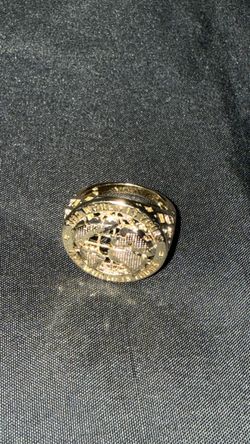 Men's fashion design ring, size 11, 14k gold-plated brass