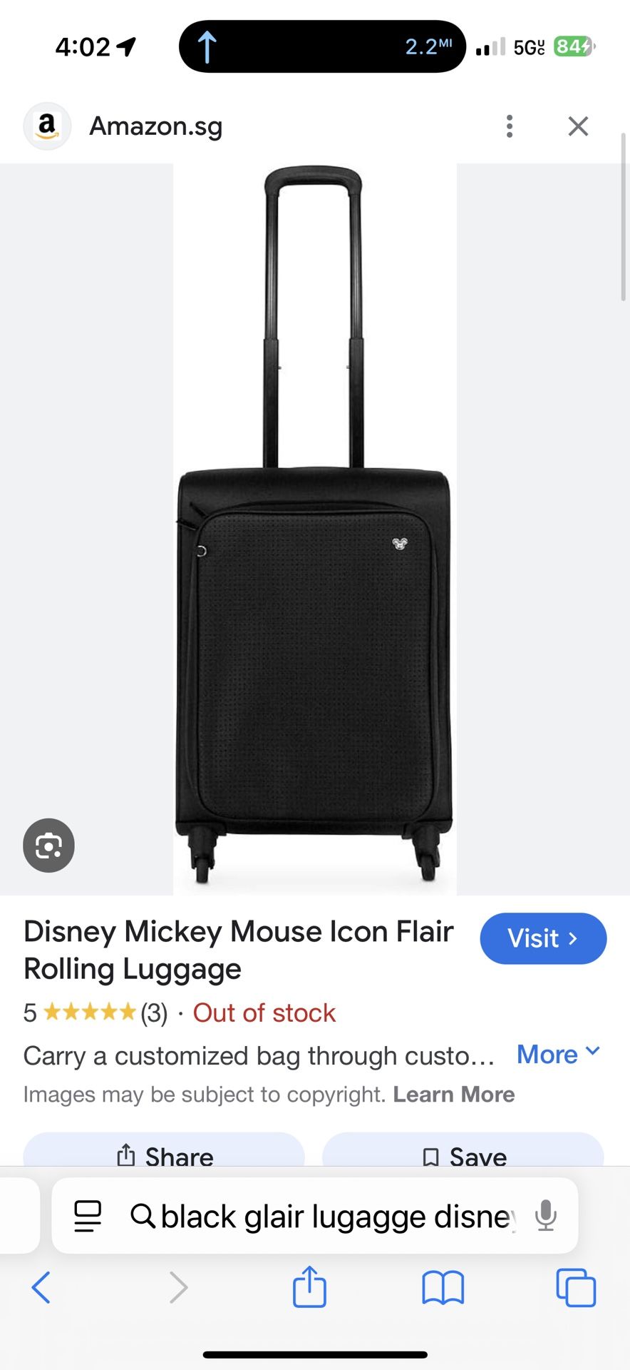 Disney Mickey Mouse Icon Flair luggage Black
