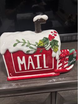 Christmas Ceramic Mailbox 🎄📬  Christmas Ceramic Santa Mailbox Decoration